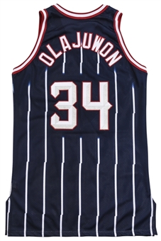 1996-97 Hakeem Olajuwon Game Used Houston Rockets Jersey From Equipment Manager Collection (Letter of Provenance)